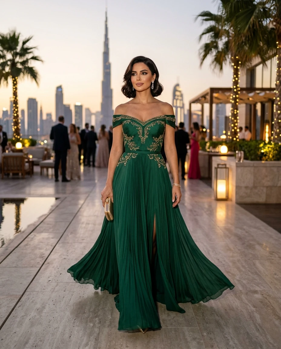 Gemma Deeks Style Guide: Semi Formal gala gown in Dubai Summer 2026