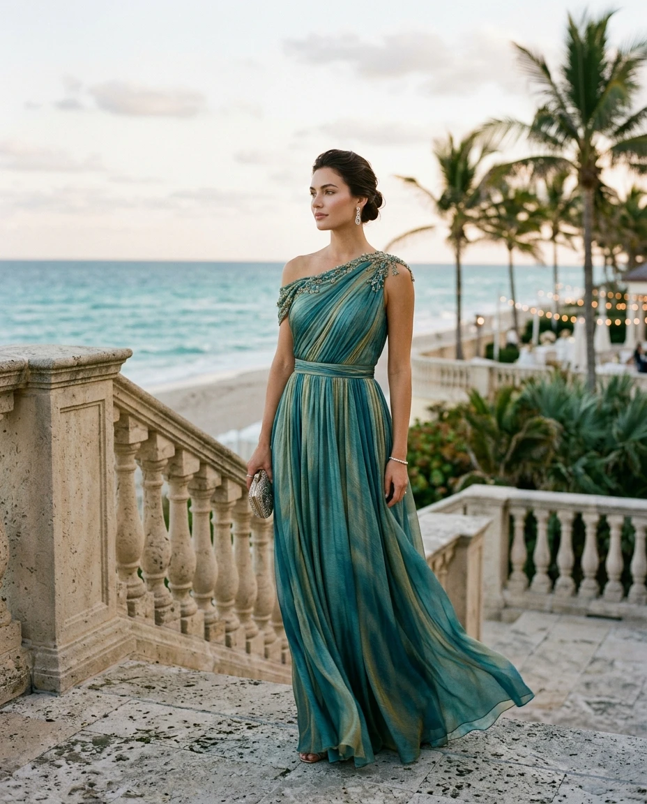 Gemma Deeks Style Guide: Semi Formal gala gown in Florida Summer 2026