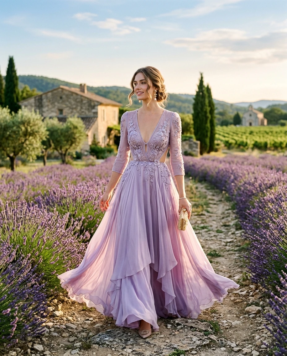 Gemma Deeks Style Guide: Semi Formal gala gown in Provence France Summer 2026
