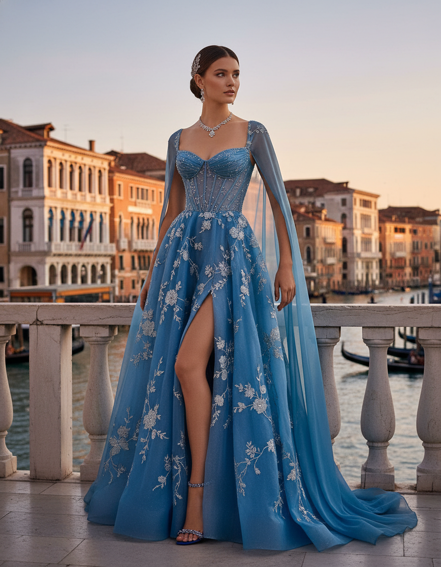 Gemma Deeks Style Guide: Semi Formal gala gown in Venice Summer 2026