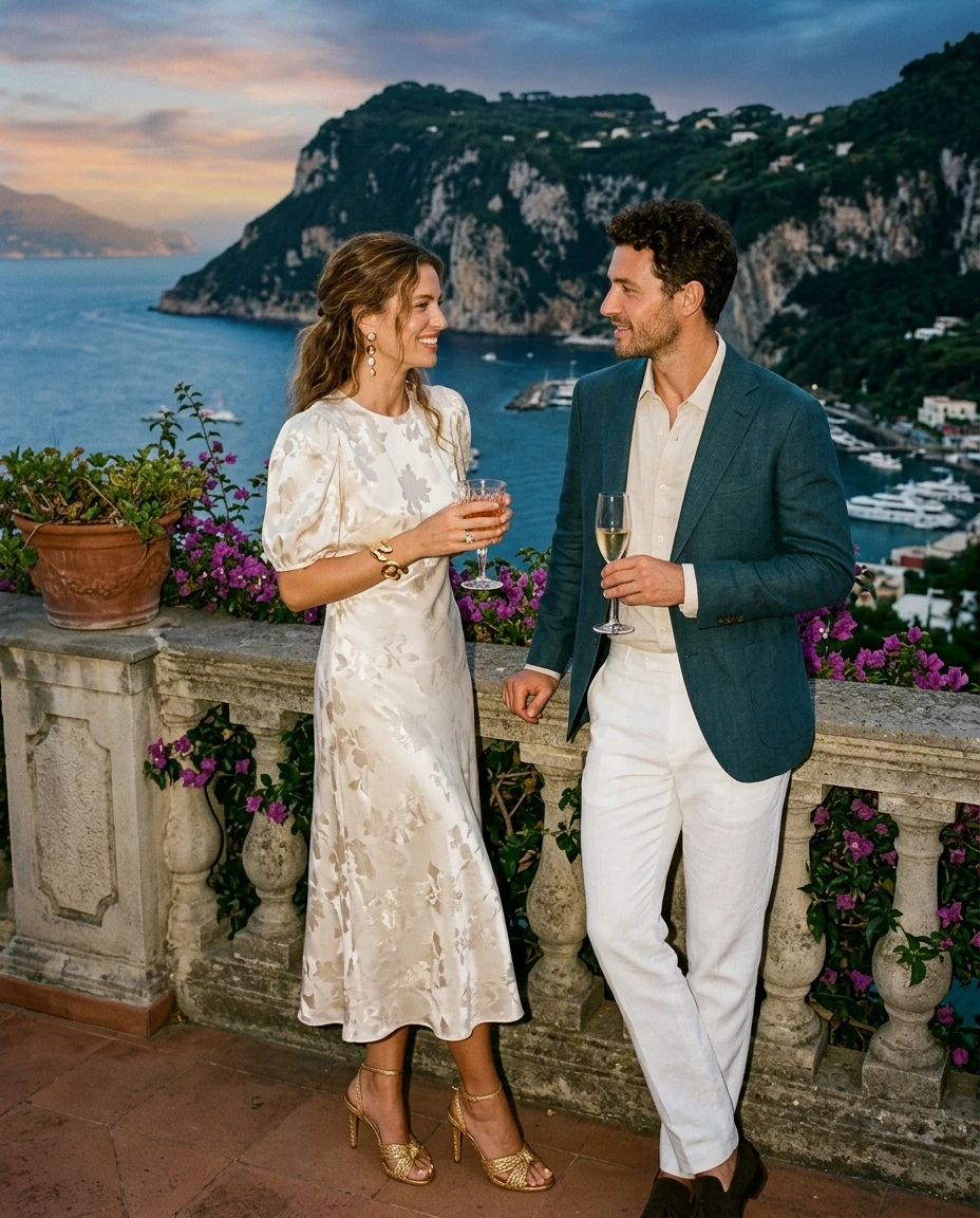 Gemma Deeks Style Guide: Semi Formal Holiday parties in Capri Summer 2026