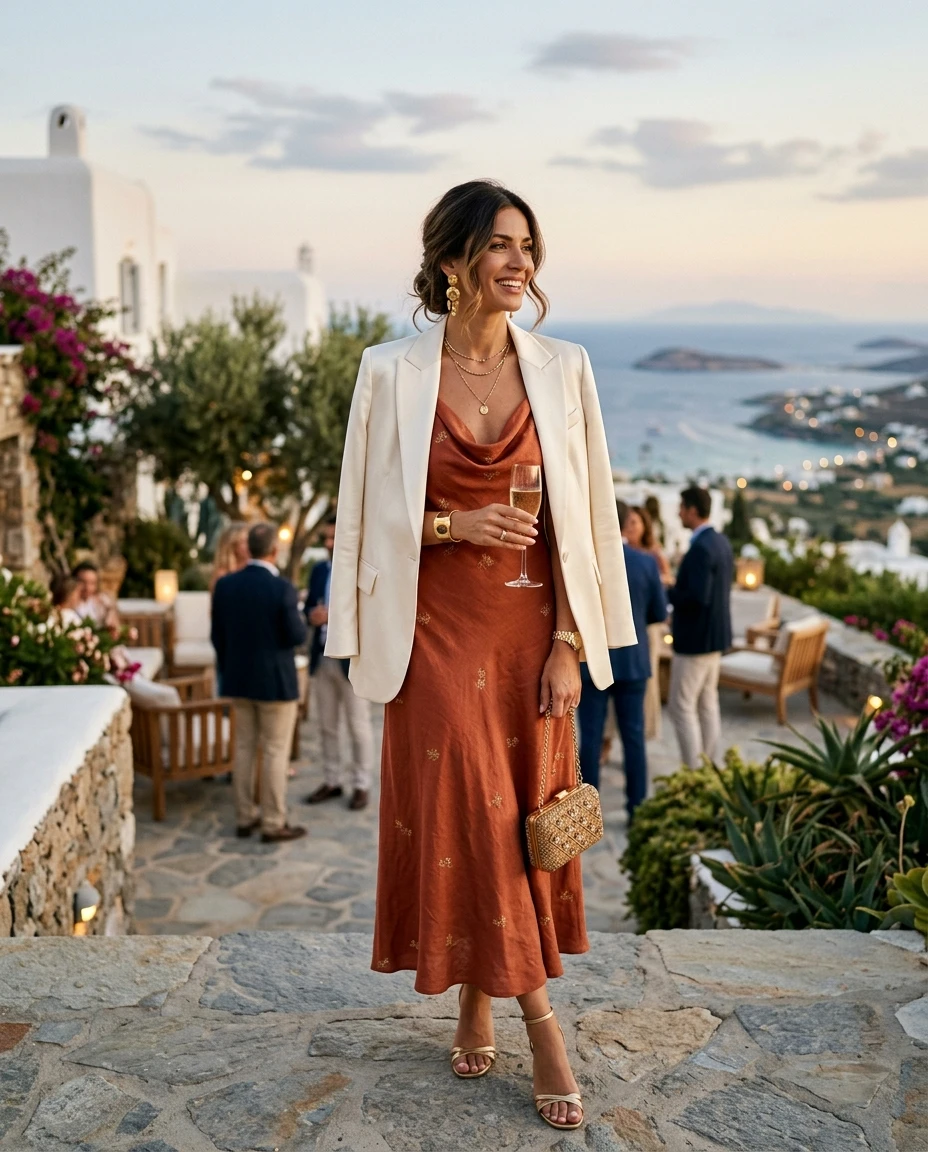 Gemma Deeks Style Guide: Semi Formal Holiday parties in Crete Summer 2026