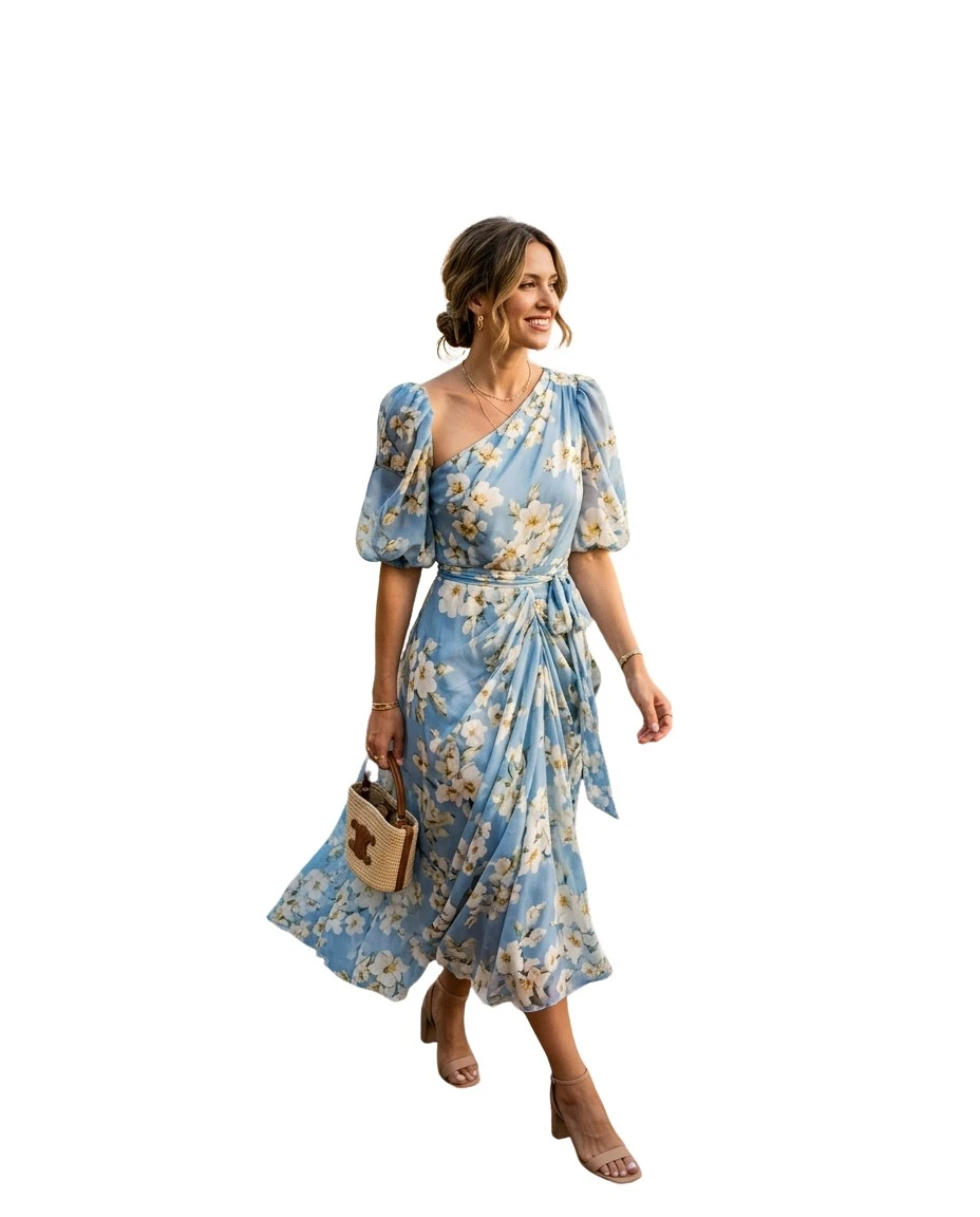Gemma Deeks Style Guide: Semi Formal wedding guest dress in Capri Summer 2026