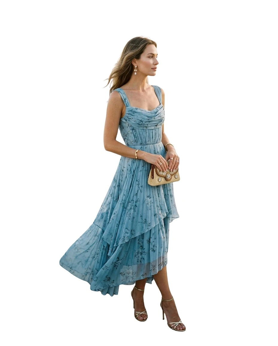 Gemma Deeks Style Guide: Semi Formal wedding guest dress in Greece Summer 2026