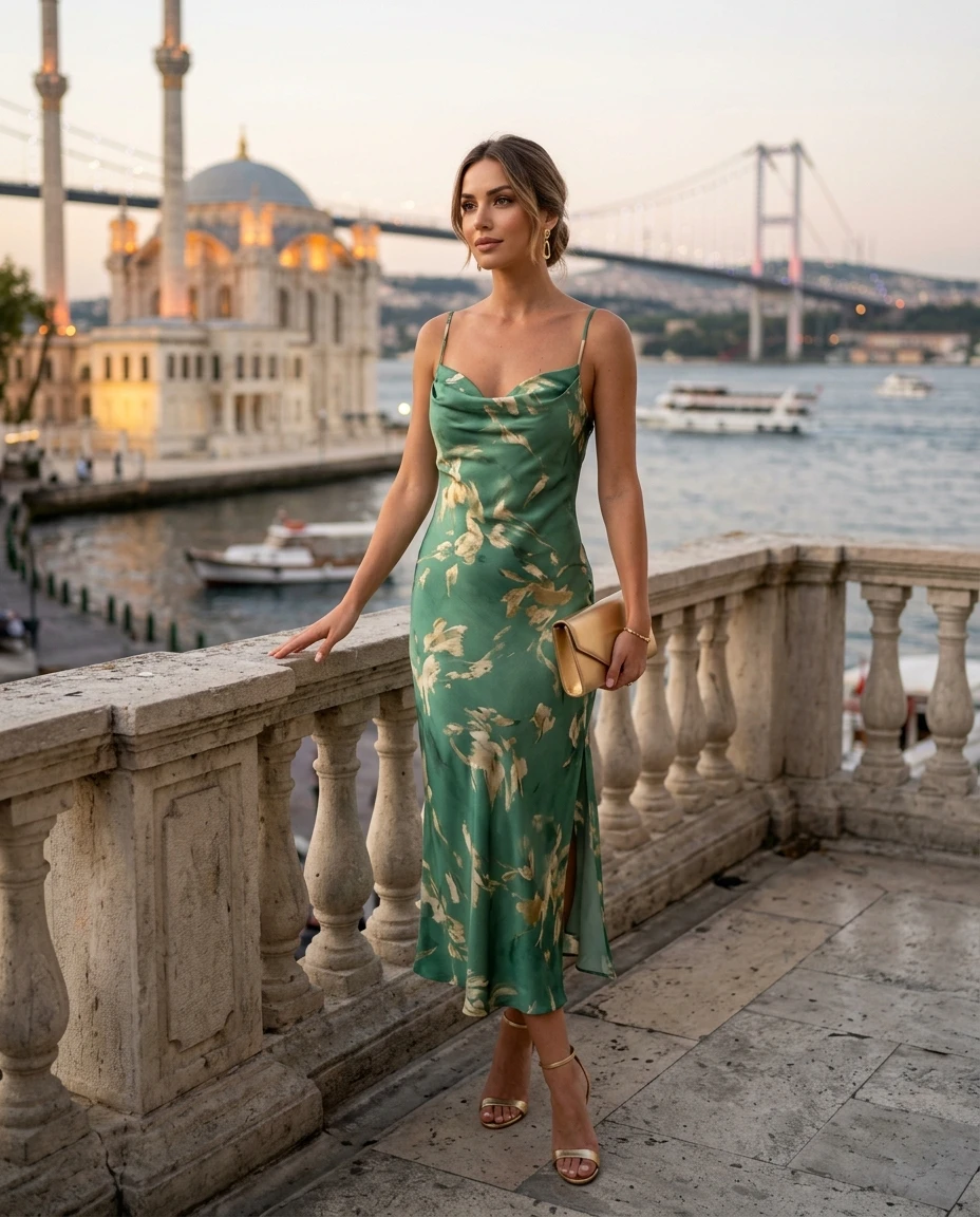 Gemma Deeks Style Guide: Semi Formal wedding guest dress in Istanbul Summer 2026