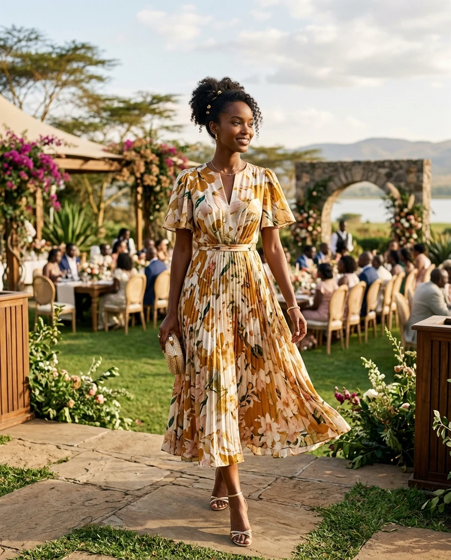 Gemma Deeks Style Guide: Semi Formal wedding guest dress in Kenya Summer 2026