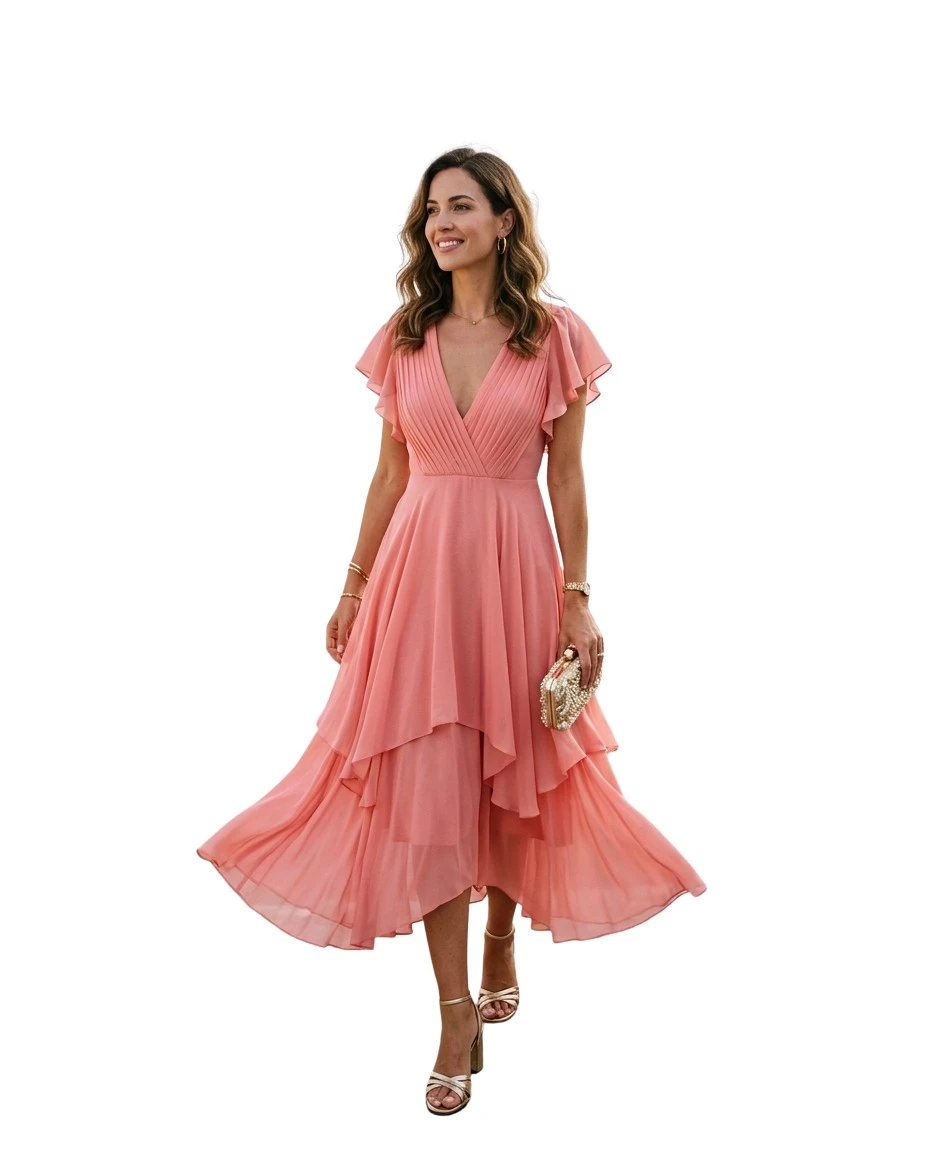 Gemma Deeks Style Guide: Semi Formal wedding guest dress in Mykonos Summer 2026
