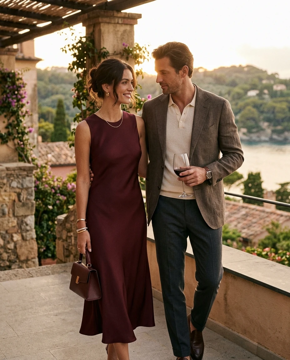 Gemma Deeks Style Guide: Smart Casual Anniversary in Burgundy Summer 2026