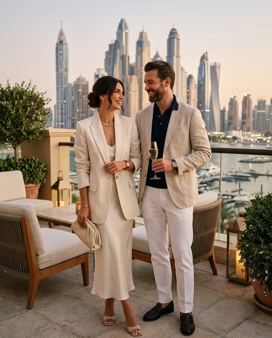 Gemma Deeks Style Guide: Smart Casual Anniversary in Dubai Summer 2026