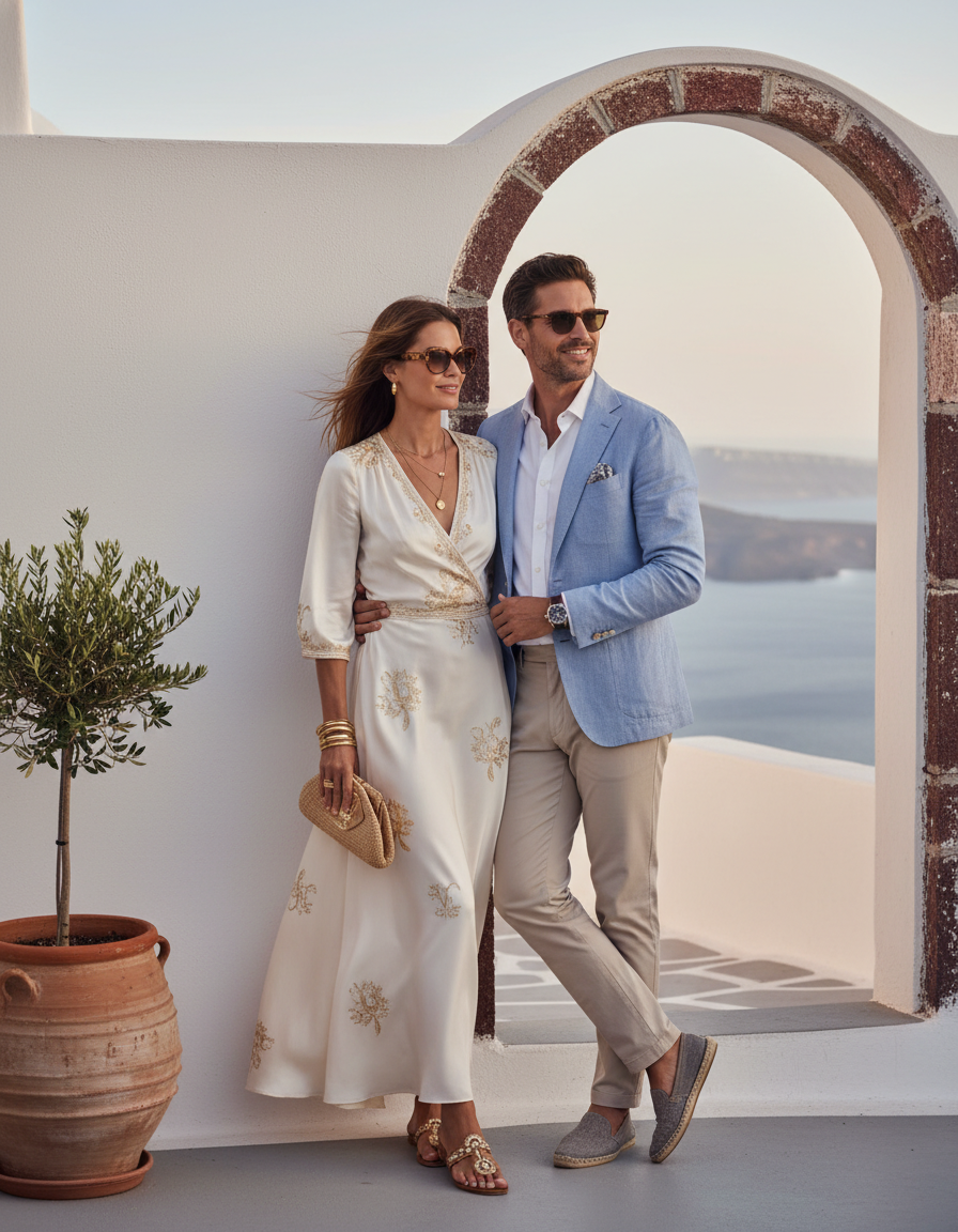 Gemma Deeks Style Guide: Smart Casual Birthday in Santorini Summer 2026