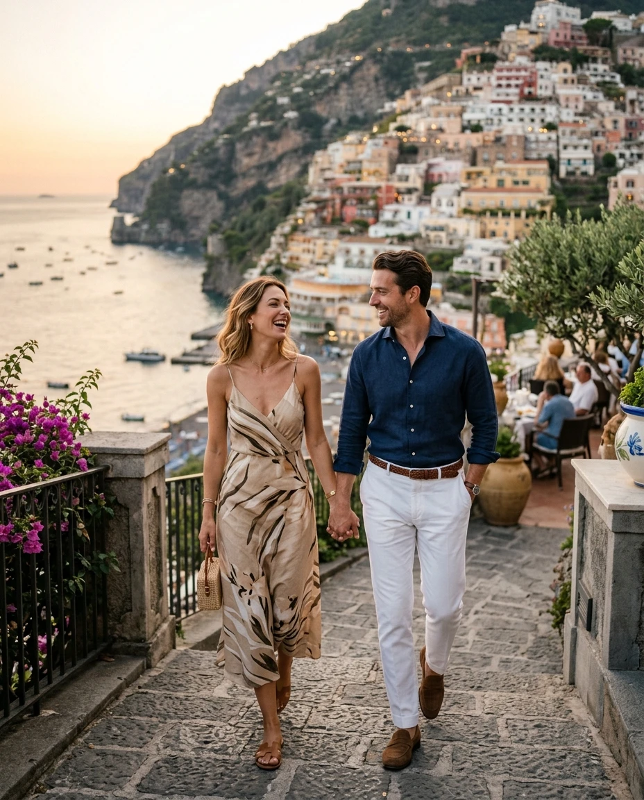 Gemma Deeks Style Guide: Smart Casual Date night in Amalfi Coast Summer 2026
