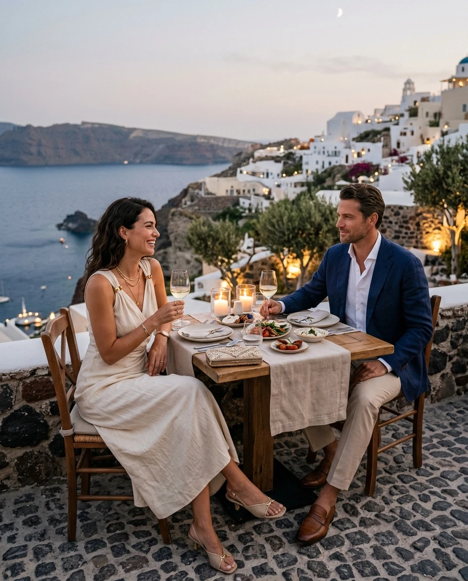 Gemma Deeks Style Guide: Smart Casual Date night in Greece Summer 2026