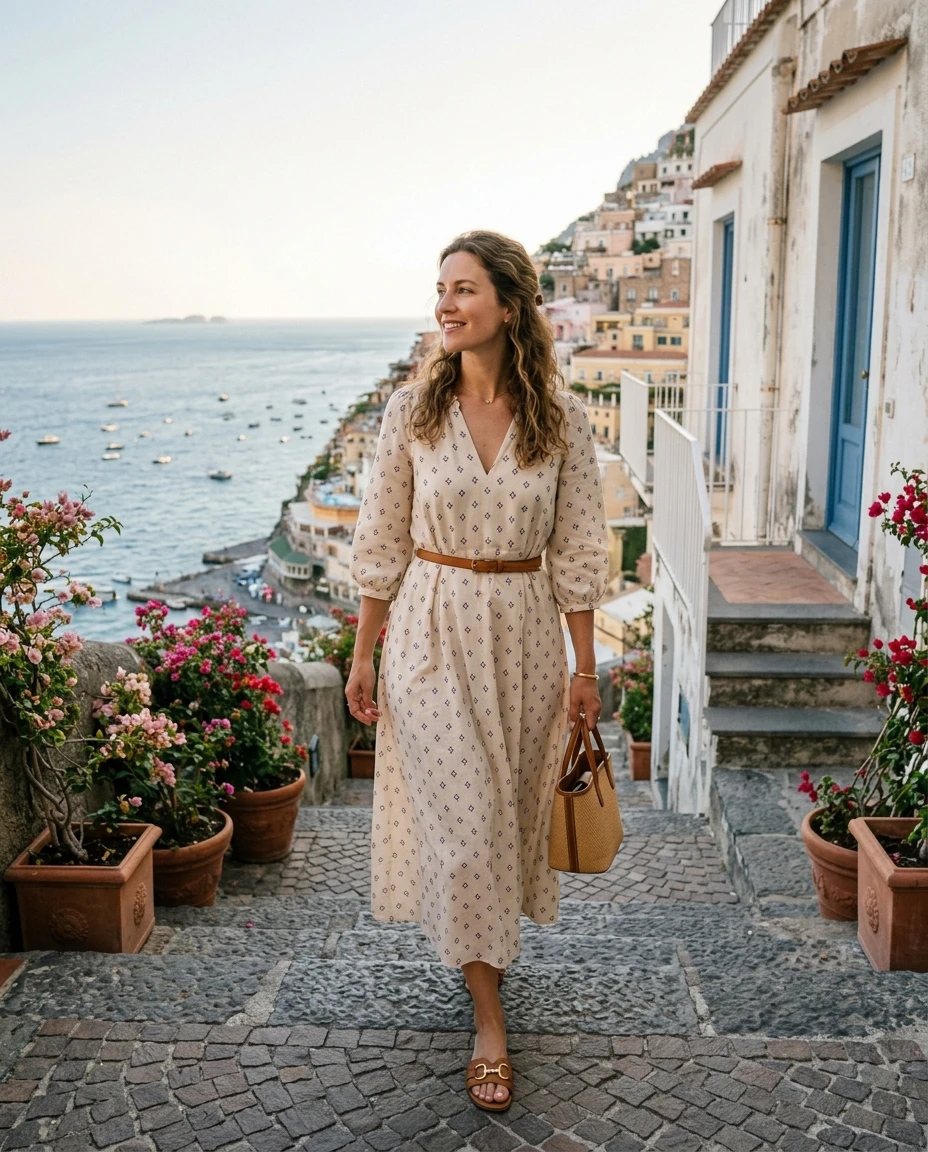 Gemma Deeks Style Guide: Smart Casual Designer Summer Dresses in Amalfi Coast Summer 2026