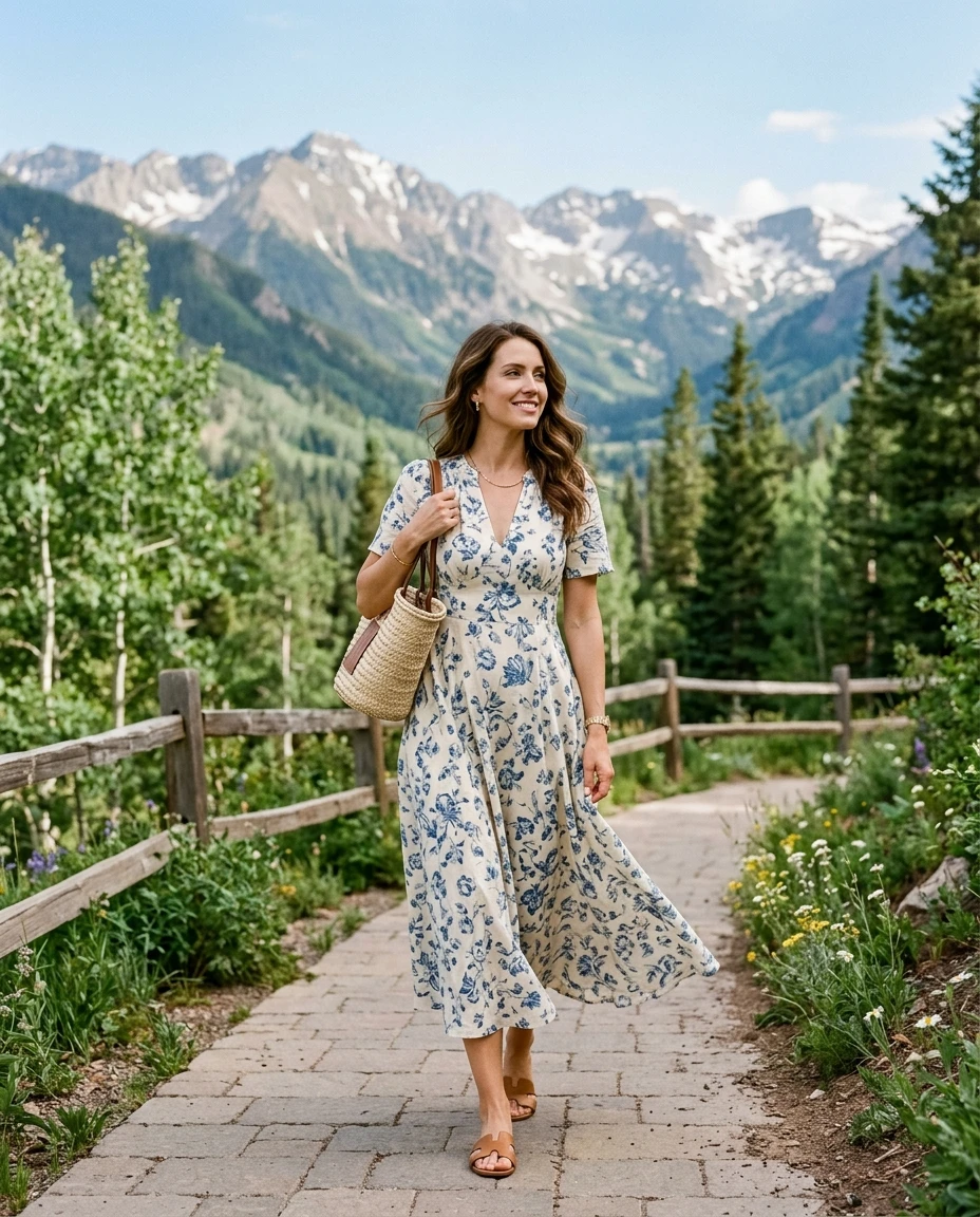 Gemma Deeks Style Guide: Smart Casual Designer Summer Dresses in Aspen Summer 2026
