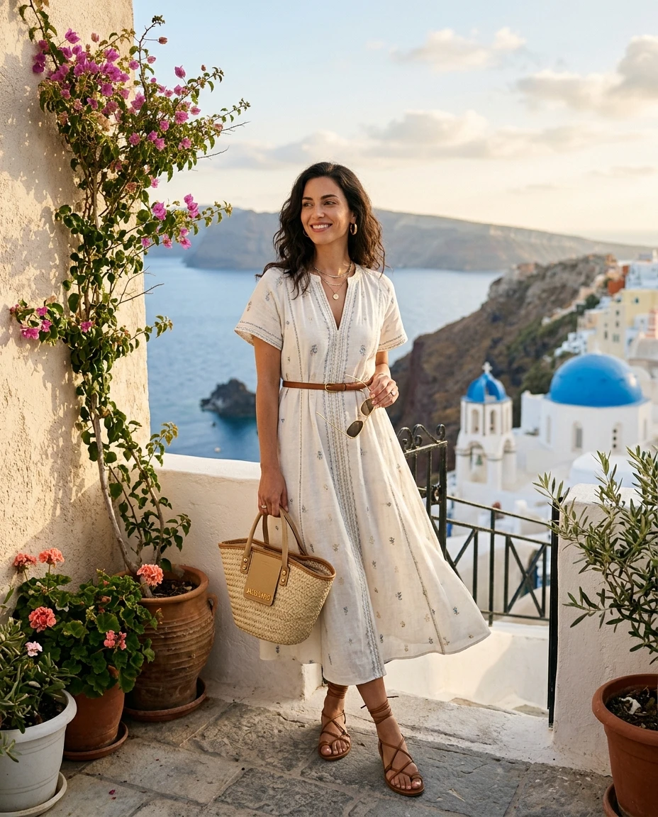 Gemma Deeks Style Guide: Smart Casual Designer Summer Dresses in Greece Summer 2026
