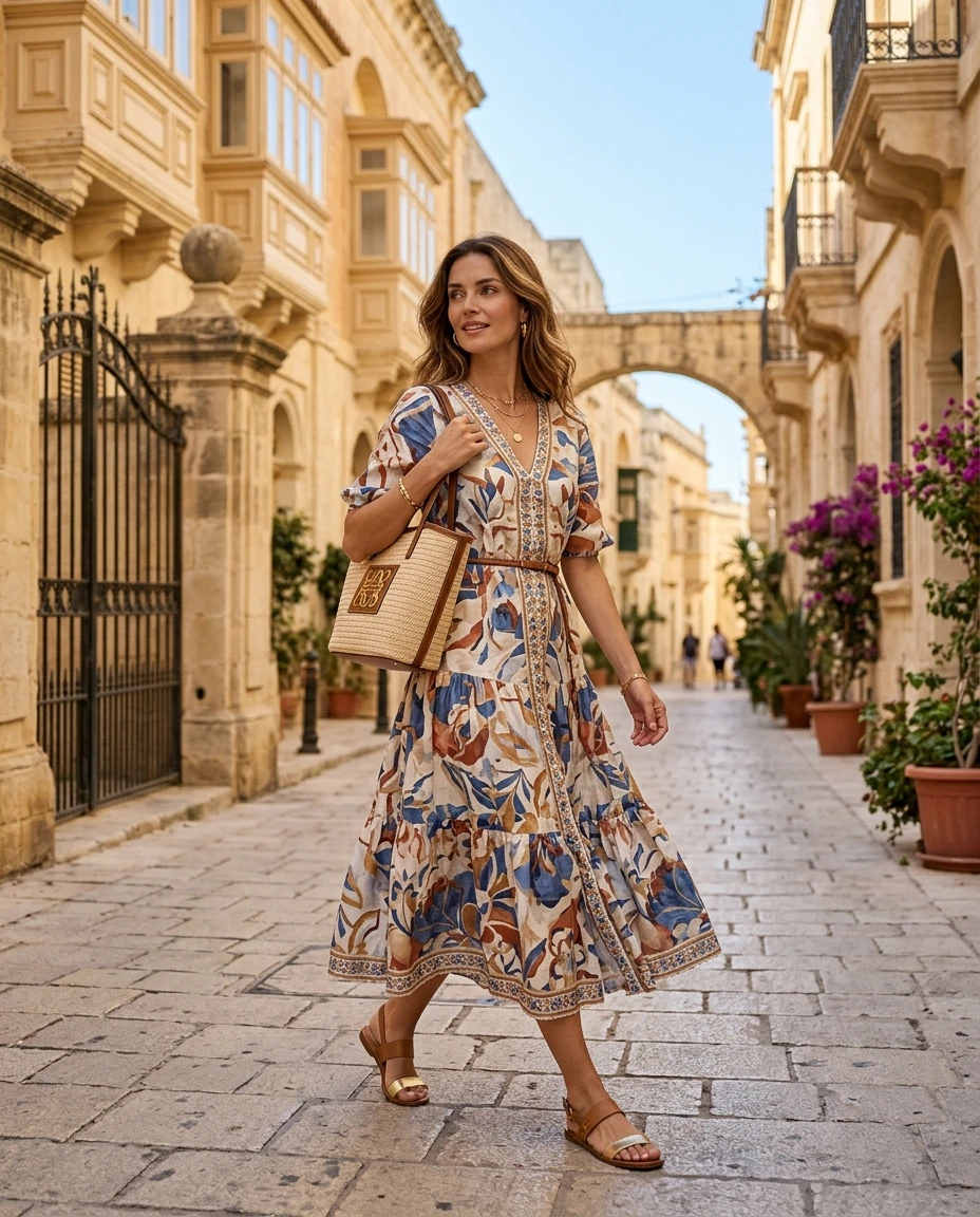 Gemma Deeks Style Guide: Smart Casual Designer Summer Dresses in Malta Summer 2026