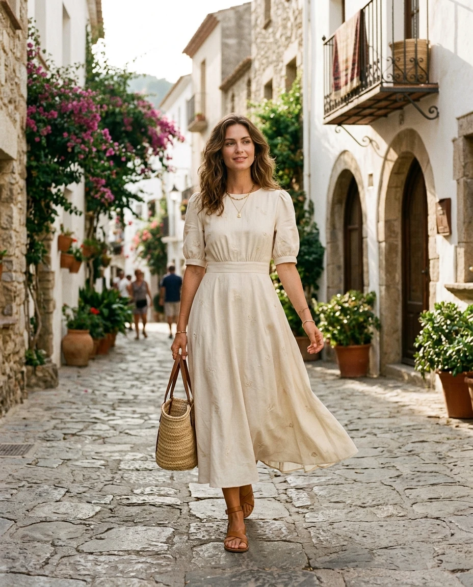 Gemma Deeks Style Guide: Smart Casual Designer Summer Dresses in Spain Summer 2026