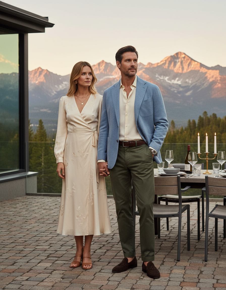 Gemma Deeks Style Guide: Smart Casual dinner outfit in Aspen Summer 2026
