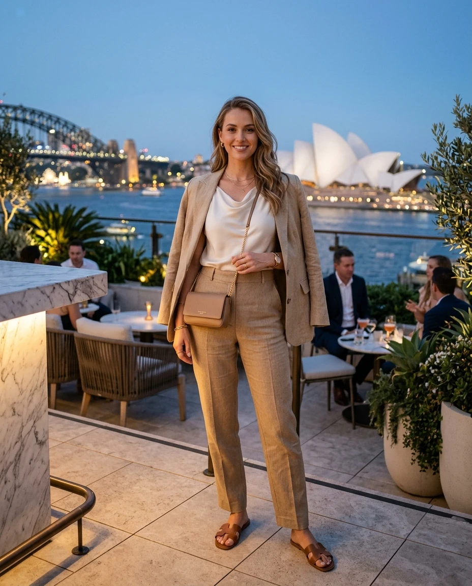Gemma Deeks Style Guide: Smart Casual dinner outfit in Australia Summer 2026