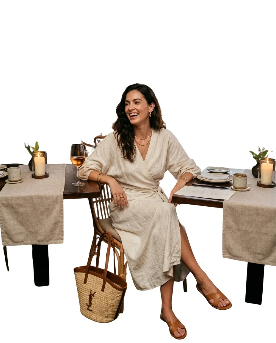 Gemma Deeks Style Guide: Smart Casual dinner outfit in Costa Rica Summer 2026