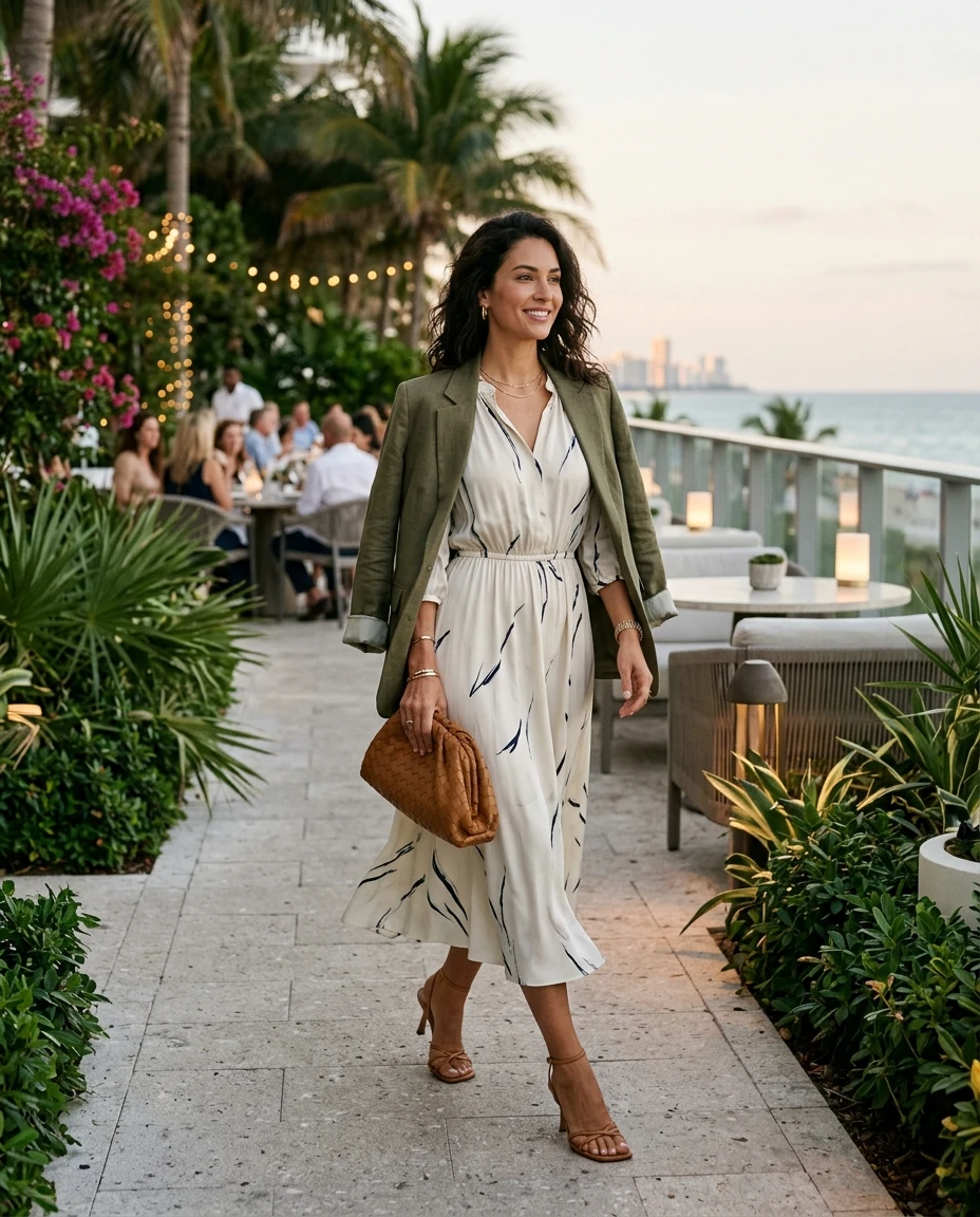 Gemma Deeks Style Guide: Smart Casual dinner outfit in Florida Summer 2026
