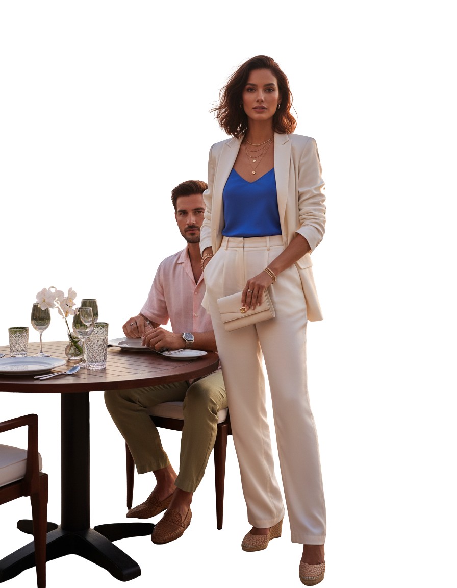 Gemma Deeks Style Guide: Smart Casual dinner outfit in La Romana Summer 2026