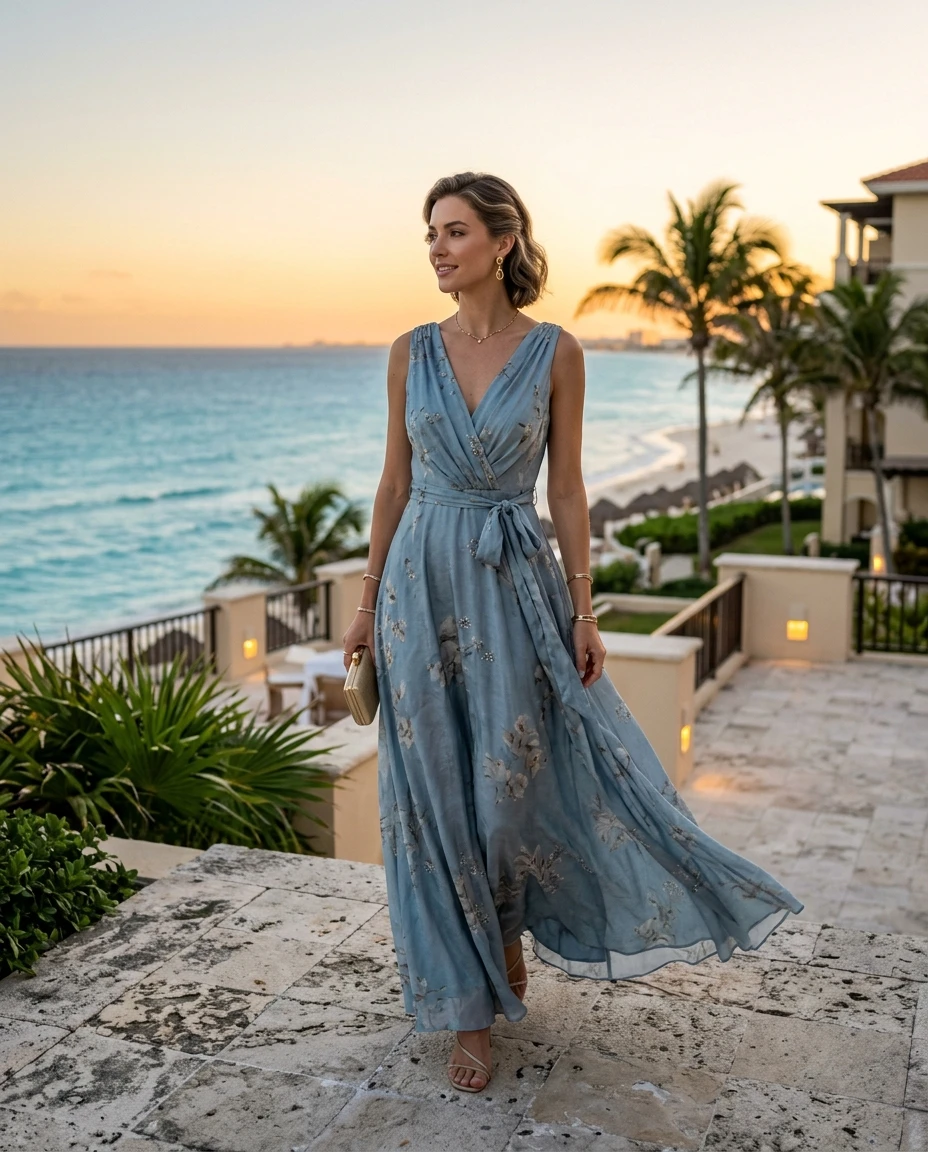 Gemma Deeks Style Guide: Smart Casual gala gown in Cancun Summer 2026