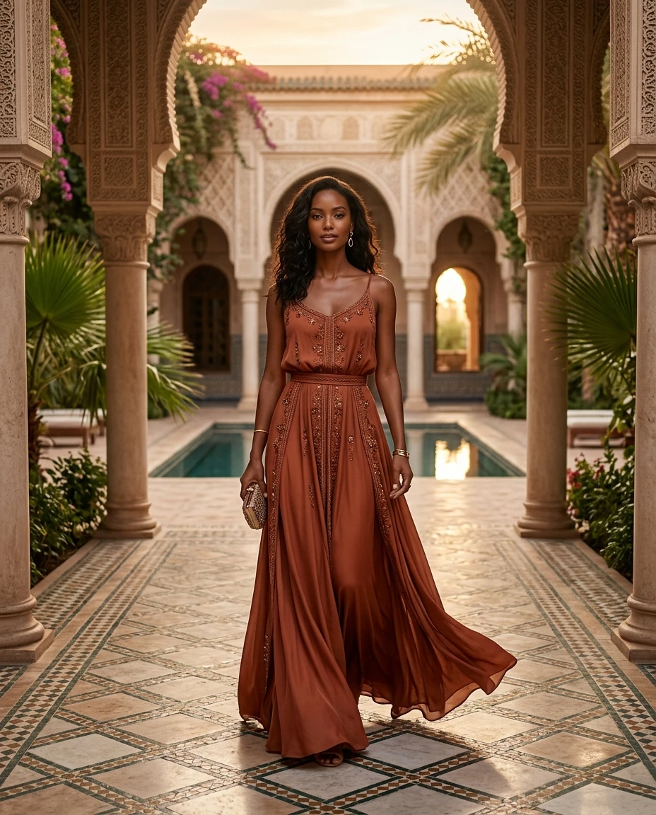 Gemma Deeks Style Guide: Smart Casual gala gown in Moroco Summer 2026