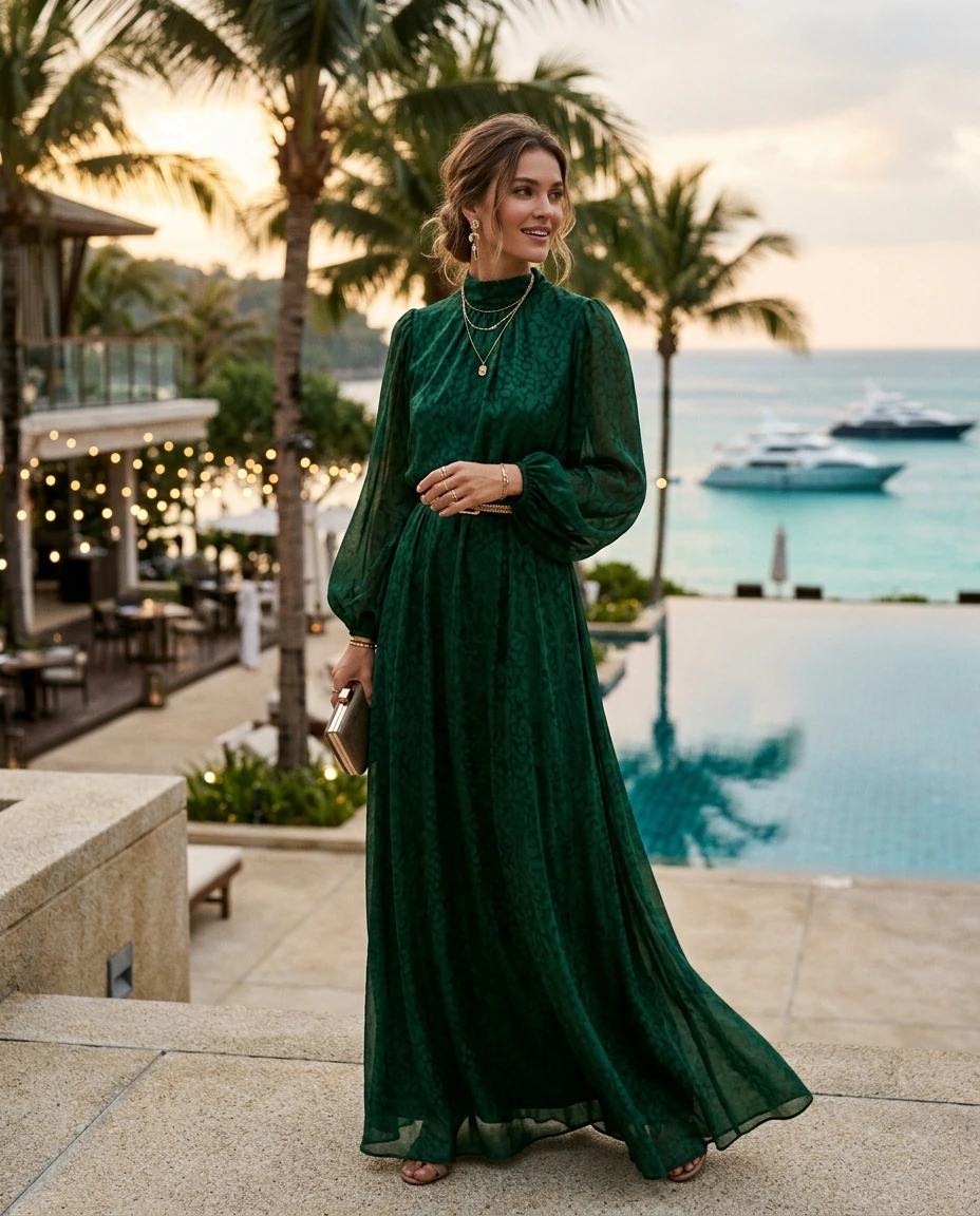Gemma Deeks Style Guide: Smart Casual gala gown in Phuket Summer 2026