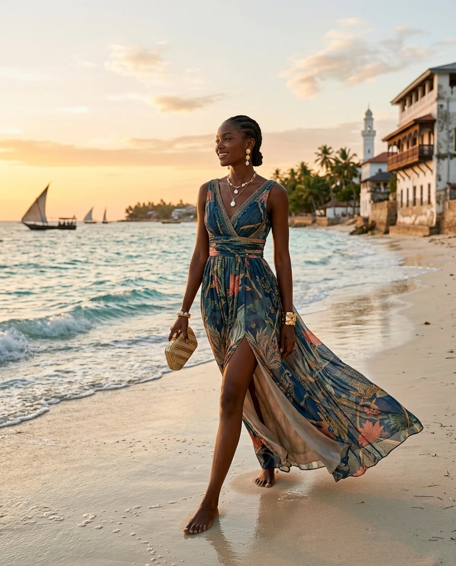 Gemma Deeks Style Guide: Smart Casual gala gown in Zanzibar Summer 2026