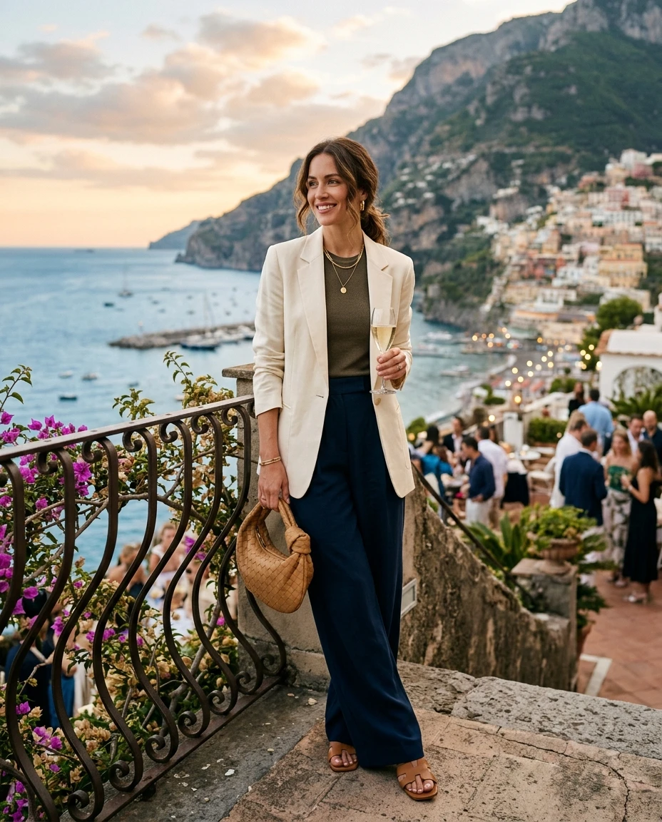 Gemma Deeks Style Guide: Smart Casual Holiday parties in Amalfi Coast Summer 2026