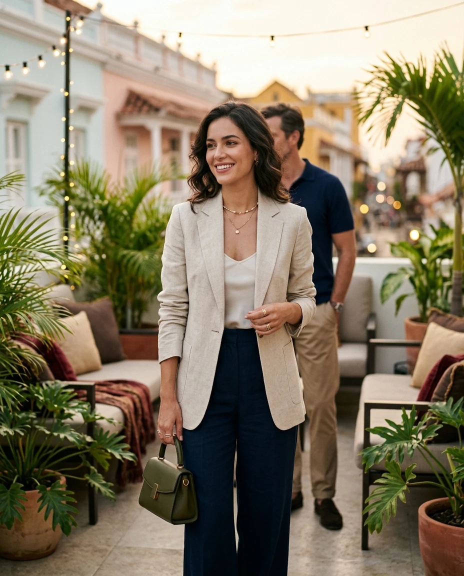 Gemma Deeks Style Guide: Smart Casual Holiday parties in Colombia Summer 2026