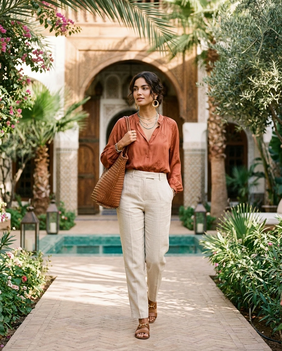 Gemma Deeks Style Guide: Smart Casual Holiday parties in Marrakech Summer 2026