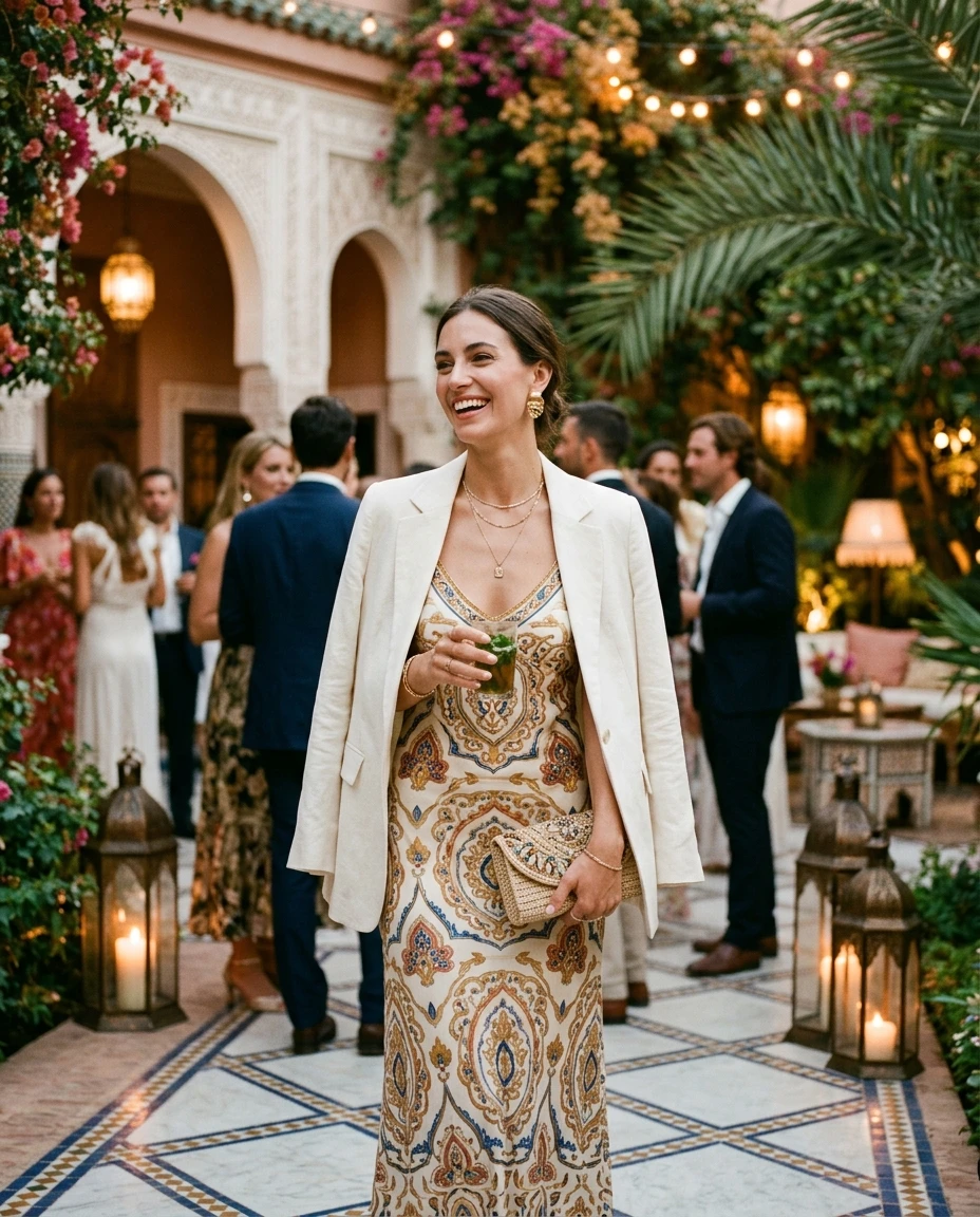 Gemma Deeks Style Guide: Smart Casual Holiday parties in Moroco Summer 2026