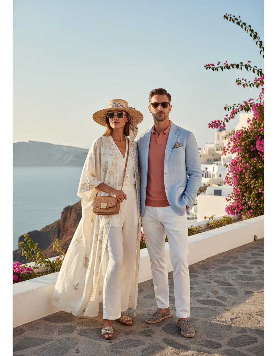 Gemma Deeks Style Guide: Smart Casual Holiday parties in Santorini Summer 2026