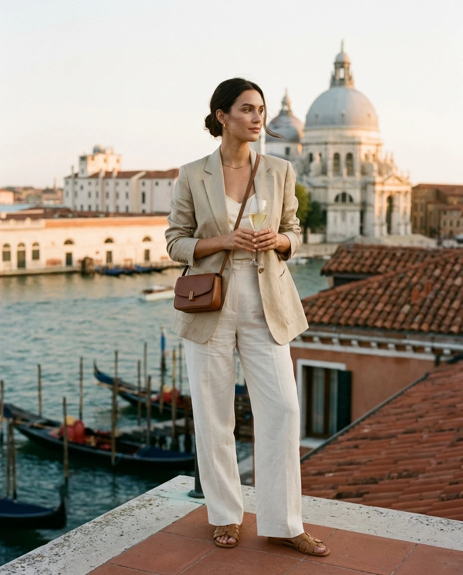 Gemma Deeks Style Guide: Smart Casual Holiday parties in Venice Summer 2026
