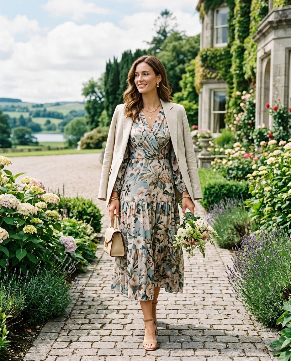 Gemma Deeks Style Guide: Smart Casual wedding guest dress in Ireland Summer 2026