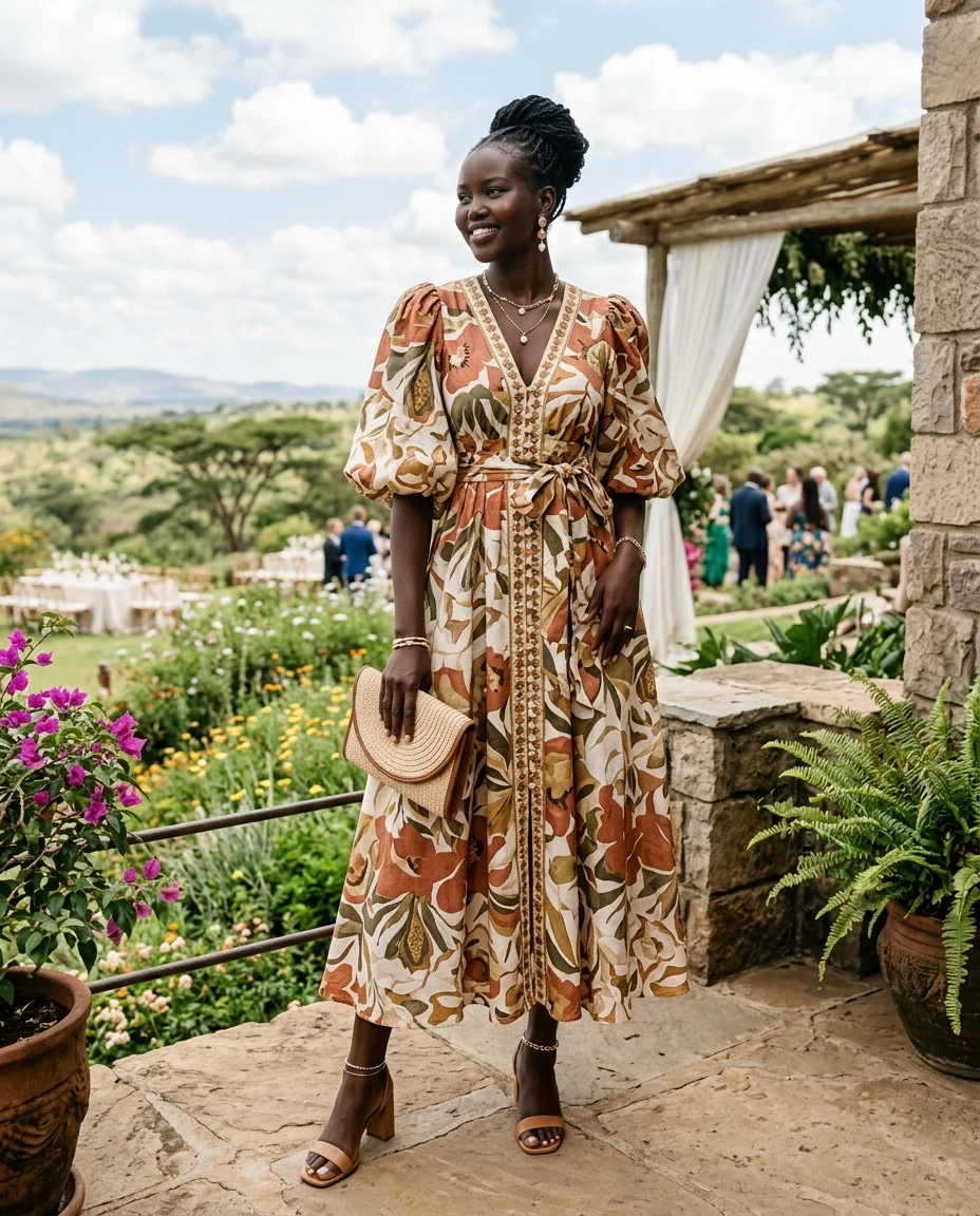 Gemma Deeks Style Guide: Smart Casual wedding guest dress in Kenya Summer 2026