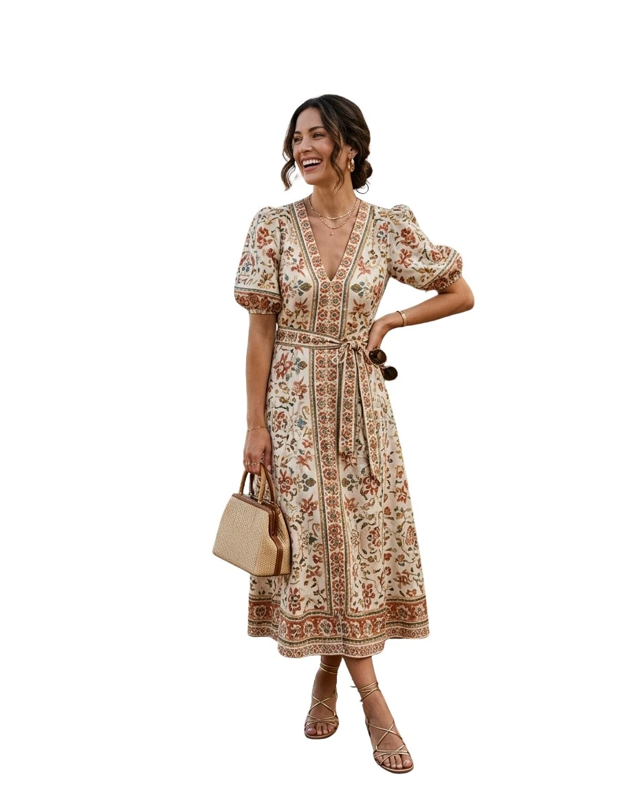 Gemma Deeks Style Guide: Smart Casual wedding guest dress in Mexico Summer 2026