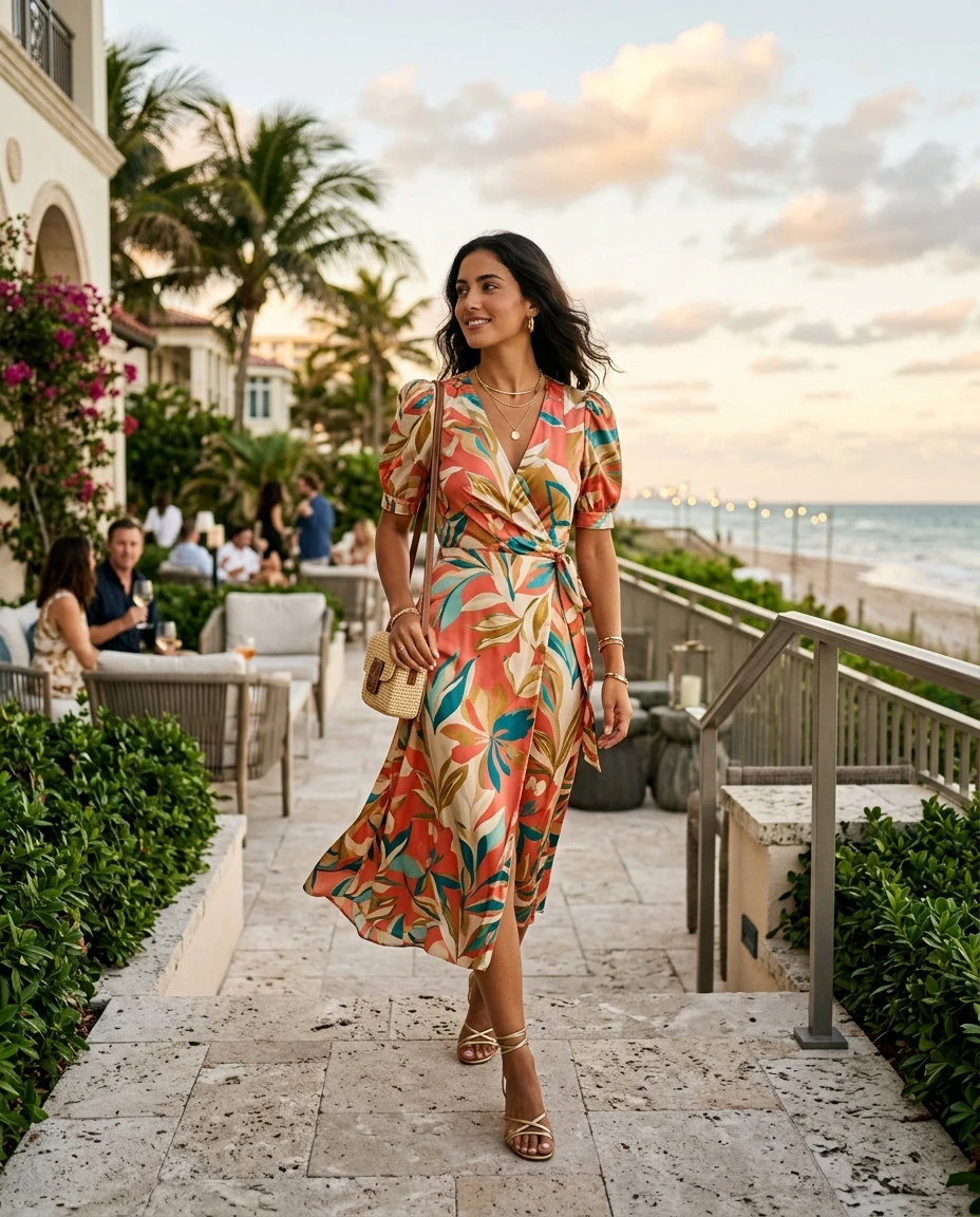 Gemma Deeks Style Guide: Smart Casual wedding guest dress in Miami Summer 2026