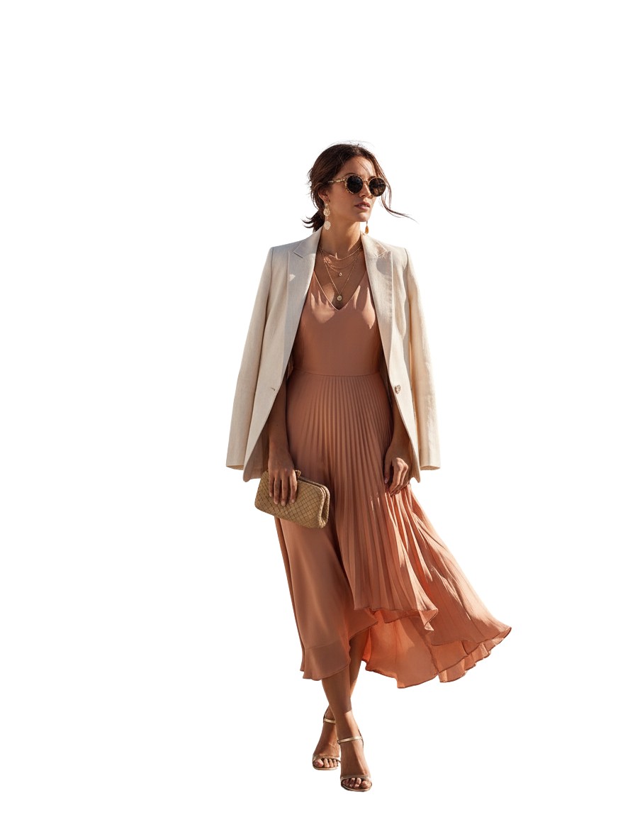 Gemma Deeks Style Guide: Smart Casual wedding guest dress in Mykonos Summer 2026