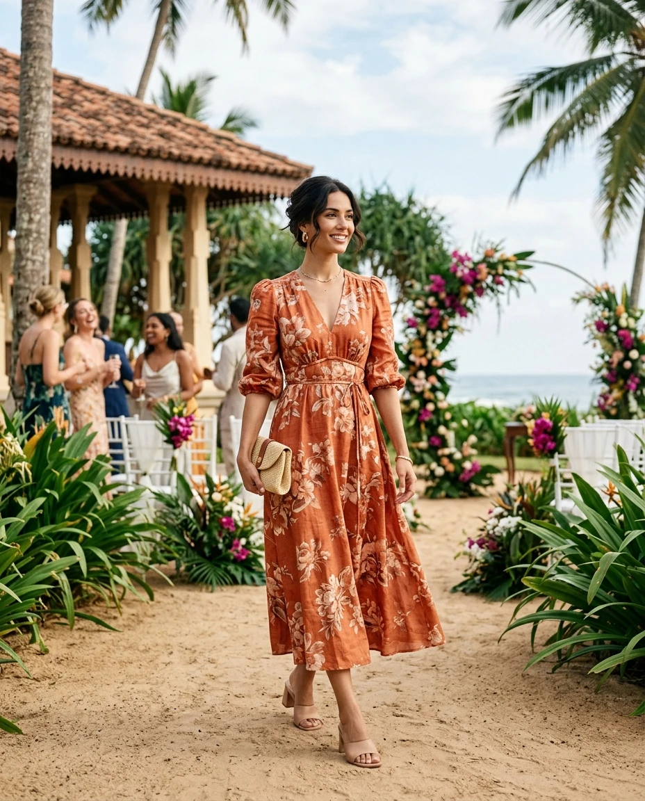 Gemma Deeks Style Guide: Smart Casual wedding guest dress in Sri Lanka Summer 2026