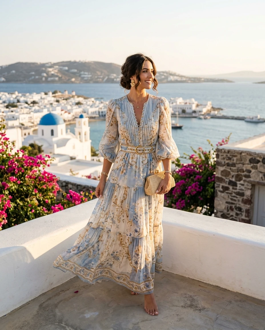 Gemma Deeks Style Guide: Stunning Wedding Guest Dresses for Mykonos Bliss