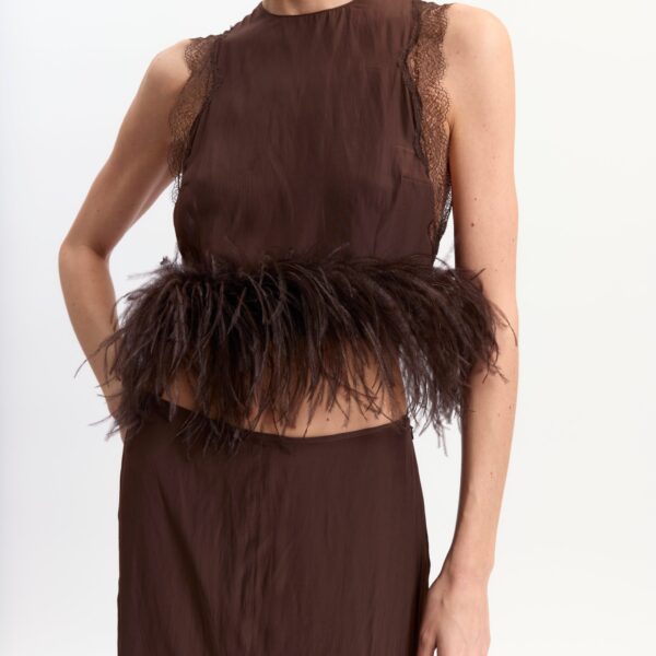 Elevate your elegance in this 16 Arlington Tops from the luxury feather dress edit
