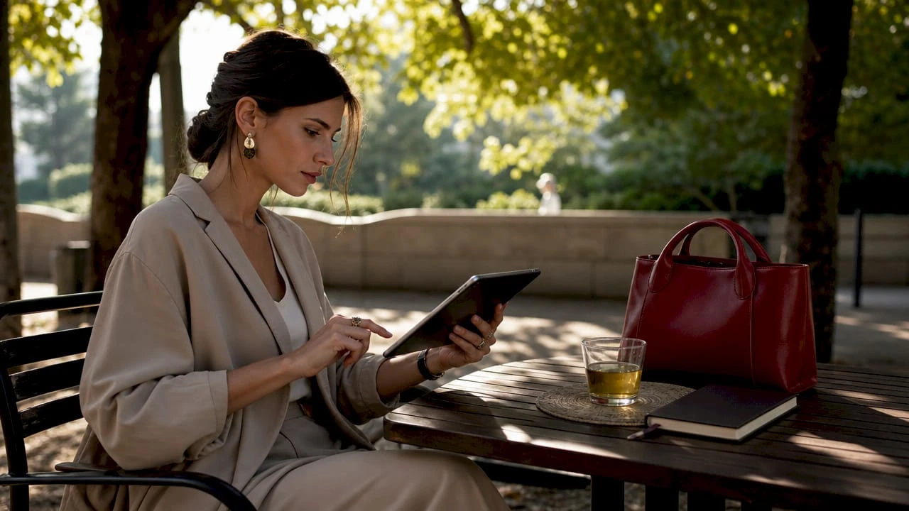 Donna fa shopping su misura direttamente dal tablet