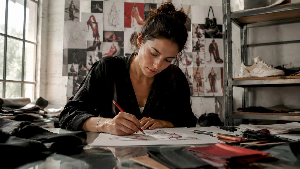 In haar eigen atelier creëert een vrouw bijzondere schoenen die nergens anders te vinden zijn.