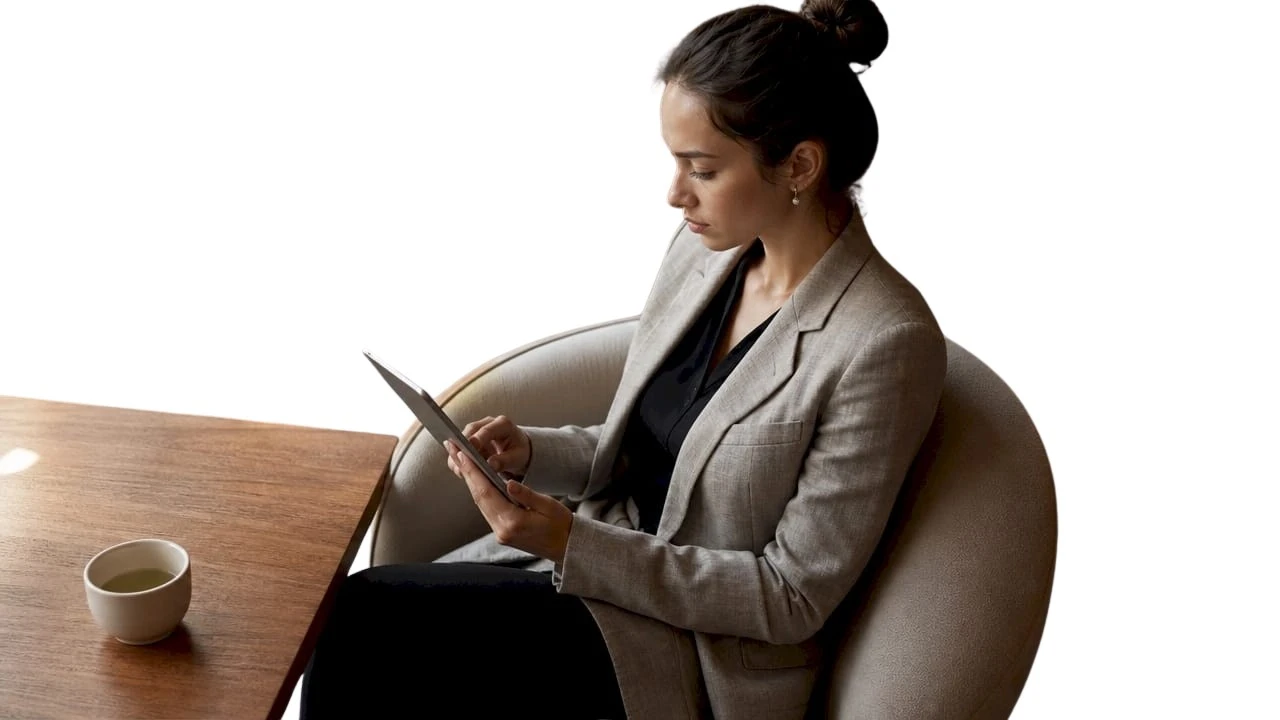 Eine Person stöbert auf ihrem Tablet nach neuen Modedesignern.