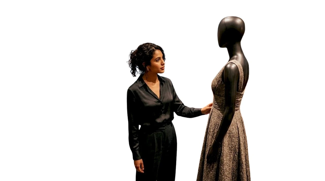 Una clienta explora y conversa con el personal en una boutique de lujo.