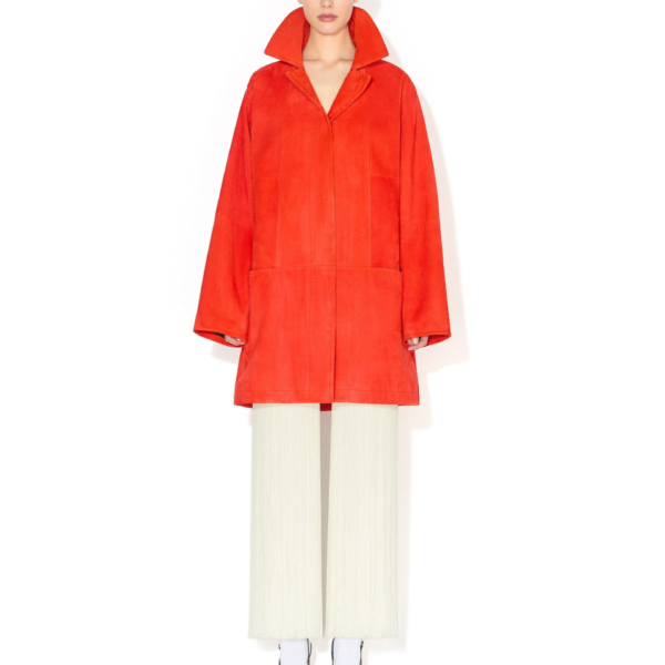 Alaïa A Line Suede Goatskin Coat - ALAÏA Coats - Laser Cut Luxury - Shop at Coveti