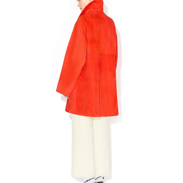 Alaïa A Line Suede Goatskin Coat - ALAÏA Coats - Laser Cut Luxury - Shop at Coveti